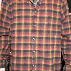Eddie Bauer Plaid Flannel Shirt in Red, orange & Mustard